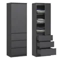 Kleiderschrank Garderobenschrank Mehrzweckschrank mit 3 Einlegeböden & 3 Schubladen | kompakter und funktionaler Schrank für Schlafzimmer Flur oder Arbeitszimmer | 50x40x180 cm (BxTxH) | Anthrazit
