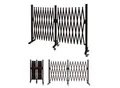 Absperrgitter MCW-B34, Zaun Scherengitter Trenngitter, Alu ausziehbar Laufrollen braun ~ Höhe 109cm, Breite 60-530cm
