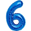 Luftballon 6. Geburtstag Zahl 6 Blau XXL Riesen Folienballon 100cm Geburtstagsdeko Jungen Ballon Zahl Deko zum Geburtstag. Fliegt mit Helium.