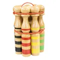GICO Kegelspiel Kegel Set Bowling aus Holz groß für Kinder und Erwachsene - Massivholz 30 cm, gestreift - 3026