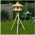 DSH DEKO SHOP HANNUSCH Vogelhaus V16 natur Holzschindel natur unbehandelt m. Ständer u. Solar