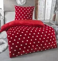 MALIKA Warme Winter Plüsch Sterne Wende-Bettwäsche Nicky-Teddy 'Cashmere Touch' Coral Fleece viele Farben & Größen, Farbe:Weinrot, Größe:135 x 200 cm