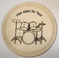 Holz Schneidebrett rund mit Saftrille aus Ahorn 28 cm mit Drummotiv und Personal