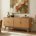 Sideboard TIVOLI skandinavisch aus Massivholz Eiche farben, Kommode mit 2 Türen und 2 Schubkasten, Anrichte
