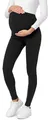 Be Mammy Lange Umstandsleggings aus Baumwolle Leggings für Schwangere Umstands Leggings Schwangerschafts Unterhosen mit Hoher Bund Weich und Elastisch BE20-230 (Schwarz, 4XL)
