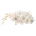 Haarschmuck Weiß Braut Perlen Haarspange Mit Strass Blumen Haarkamm Für Hochz...