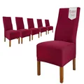 Scheffler Home Stuhlhussen Emma Bordeaux 6er Set aus Jersey Baumwolle – Elastische Stuhlbezüge für Hochlehner und Polsterstühle, waschbar und formstabil, Oeko-TEX Zertifiziert