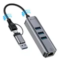 Reagle USB-C auf 2,5G Ethernet Adapter, 2.5Gbps LAN RJ45, 3X USB 3.2 Gen1, HUB 4in1 Netzwerkadapter für MacBook, iPad Pro, Dell XPS, Surface, Windows & Android