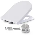 Arebos WC Sitz mit Absenkautomatik | Duroplast Klodeckel D-Form universell | (max. Belastung 150 kg) | Toilettensitz mit Klodeckel | einfache Montage | Toilettendeckel softclose