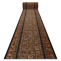rugsx KASHQAI Läufer 4301/500 - Wollteppich - Teppich für Flur & Wohnzimmer - Orientalisch, Rahmen grün/beige 67x970 cm