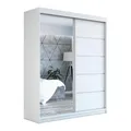 A&J MöbelLand Schwebetürenschrank GAPI Kleiderschrank 2-türig mit Spiegel, Garderobe 160 cm (Weiß/weiß/weiß)