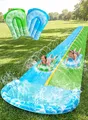 JOYIN 22,5ft Wasserrutsche und 2 Bodyboards, Garten-Wasserrutsche Sommer-Rutsch-Wasserrutschen Wasserspielzeug mit eingebautem Sprinkler für Outdoor-Wasserspaß für Kinder, Blau, Grün
