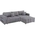 Ecksofa mit Schlaffunktion aus Chenille-Stoff 3-Sitzer - "Trocadero" - Grau - Grau