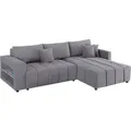 Ecksofa Mit Schlaffunktion Aus Chenille-stoff 3-sitzer - "trocadero" - Grau
