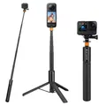 K&F CONCEPT MS21 Selfie Stick Stativ, Insta 360 Selfie Stick, Unsichtbarer Selfie-Stick mit Adapter,Ausziehbar Selfiestick für Insta 360 X5//X4/X3/Ace Pro/ONE X2, Osmo Pocket 3, Action Kamera Zubehör