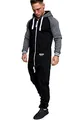 Amaci&Sons Herren Overall Jumpsuit Onesie Jogging Sportanzug Trainingsanzug Jogginganzug 3022 Schwarz XL