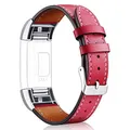Aisports Leder-Armband für Fitbit Charge 2 Smart-Watch, verstellbares Ersatzband, Metall-Armband mit Schnalle rot