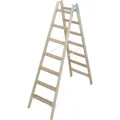 Doppelleiter Krause Holzleiter 2x7 Sprossen beidseitig besteigbare Klappleiter