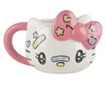 Konix Hello Kitty 3D - Becher - Keramiktasse - 500 ml - Kawaii - Motiv - Weiß und Rosa