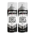 JENOLITE Directorust Grill- und Herdspray, Schwarz, 2 x 400 ml, Hochtemperaturfarbe bis 650 °C, Grill, Ofen, Kamine, Holzbrenner, Automobil, Feuerschutzgitter