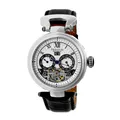 Heritor Automatic Ganzi Semi-Skelettiert Rindsleder-Band Uhr - Silber
