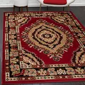 Mazovia Orientalisch Vintage Teppich - Kurzflor - Muster mit Medaillon - Traditioneller Teppich für Wohnzimmer, Esszimmer - ÖKO-TEX Wohnzimmerteppich - Rot 70 x 130 cm