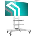 ONKRON TV Ständer rollbar für 40-70 Zoll Fernseher, max Last 60,5 kg, professioneller Stand TV Wagen höhenverstellbar, max VESA 600x400, mobiler Fernsehständer mit Rollen, 2 Ablagen Weiß TS1552-W