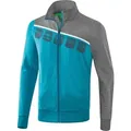 Erima 5-C Polyesterjacke Kinder - Oriental Blue Melange / Grey Melange / Weiß - Türkis - 116