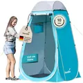 Skandika Camping Pop Up Duschzelt | Umkleidezelt mit 210 cm Stehhöhe, silberbeschichtet, Blickdicht, separater Boden, abdeckbares Fenster mit Moskitonetz, Duschbefestigung | Toilettenzelt