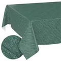 Tischdecke abwaschbar Wachstuch Wachstuchtischdecke Gartentischdecke Leinen-Optik Pflegeleicht Wasserabweisend 160 x 140cm (Rechteckig) Grün Schnittkante