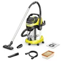 Karcher Nass-/Trockensauger WD 6 P S V-30/6/22/T, inkl. Steckdose, Flachfaltenfilter, patentierter Filterbox, Filterreinigung, 1.300 W, Edelstahlbehälter: 30 l & Ablassschraube, Saugschlauch: 2,2 m