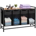 DUMOS Wäschekorb Mit Ablagefach, 4 Fächer, mit Ablage, ausziehbar abnehmbar, 4 x 40 L 160 l