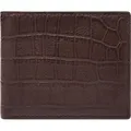 FOSSIL Geldbörse Derrick Bifold Large Coin Pocket Brown Croco dunkelbraun - Dunkelbraun