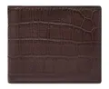 FOSSIL Derrick Bifold Large Coin Pocket Geldbörse Brown Croco dunkelbraun Neu