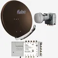 Fuba Sat Anlage 8 Teilnehmer | Satellitenschüssel Komplettset - DAA 850 B Alu Sat-Schüssel 85cm braun + Fuba Quattro LNB + Fuba FMT508 Sat Multischalter 8 Teilnehmer (DVB-S2, HDTV, UHD 4K/8K)