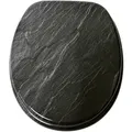 Sanilo Wc-Sitz, Schwarz, Holzwerkstoff, Oval, 38x6x47 cm, Badezimmer, WC Ausstattung, WC Sitze