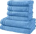 Erwin Müller Handtuchset, Frottierset Heidelberg 6-TLG. 100% Baumwolle hellblau - leichte Qualität, saugstark, schnelltrocknend, kompakt - ideal für Sport, Strand, Reisen