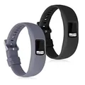 kwmobile 2X Uhrenarmband für Garmin Vivofit 4 Armband - Fitnesstracker Band Set aus TPU Silikon - Ersatzarmband Smartwatch - Grau Schwarz