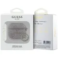 Guess AirPods 4 Hülle Case Cover 4G Script Metal Charm Strass Collection pink