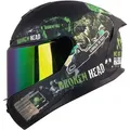 Broken Head Motorradhelm Broken Head Integralhelm Resolution Grün Set Inklusive Grün-Verspiegeltem Visier (Mit Grün verspiegeltem Visier), Mit rebellischen Motiven S (55-56 cm)