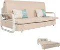 Schlafsofa HWC-M83, Schlafcouch Couch Sofa, Schlaffunktion Bettkasten Liegefläche, 190x185cm Stoff/Textil beige
