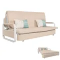 Mendler Schlafsofa HWC-M83, Schlafcouch Couch Sofa, Schlaffunktion Bettkasten Liegefläche, 190x185cm - Stoff/Textil beige