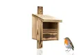 WOODYGIFT Wetterfester Nistkasten Halbhöhle für Rotkehlchen & Amseln – Vogelhaus zum Aufhängen aus natürlichem Holz zum Aufhängen – Vogelnistkasten für draußen 11x5 cm Einflugloch (Verbrannt)