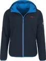 Leitfeuer Damen Wendesteppjacke mit Kapuze - Wendejacke mit dezenten Neonkontrastdetails in Dunkelblau-Aqua Größe 40