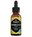 Vitamin D3 + K2 Tropfen hochdosiert, 50ml (1+ Jahre), 1000 IE Vitamin D3 + K2 flüssig, mehr als 99,7% All-Trans K2 MK-7, laborgeprüft und ohne unnötige Zusatzstoffe, Made in Germany