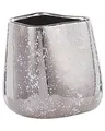 Dekovase aus Steinzeug in glänzendem Silber 20 cm asymmetrisch Glamour Stil Cirt