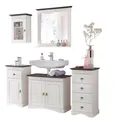 Clever-Moebel Badmöbel-Set Badmöbel Set aus Kiefernholz im Landhausstil weiß braun