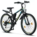 Licorne Bike Guide Premium Mountainbike in 20, 24 und 26 Zoll - Fahrrad für Mädchen, Jungen, Herren und Damen - Shimano 21 Gang-Schaltung, Kinderfahrrad, Kinder Farbe:Schwarz/Blau/Lime;Zoll:26