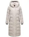 Navahoo Damen Langer Wintermantel warmer Steppmantel mit innenliegenden Rucksackträgern und Magnet-Knöpfen Engelsfeder XIV Bone Gr. XXL