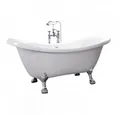 HOME DELUXE Badewanne Freistehende Badewanne FAMA, 176 x 74 x 79 cm, inkl. Überlaufschutz & Siphon